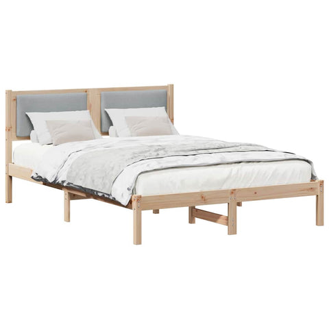 vidaXL Bed Frame Light Grey 135 x 190 cm Solid Pine Wood