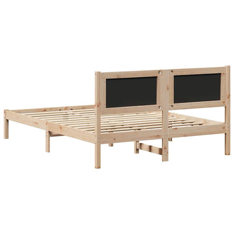 vidaXL Bed Frame with Headboard Dark Grey 135 x 190 cm Solid Pine Wood