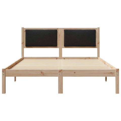 vidaXL Bed Frame with Headboard Black 135 x 190 cm Solid Pine Wood