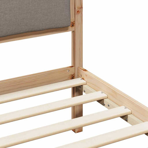 vidaXL Bed Frame with Headboard Taupe 135 x 190 cm Solid Pine Wood