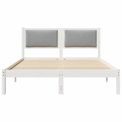 vidaXL Bed Frame Light Grey 135 x 190 cm Solid Pine Wood