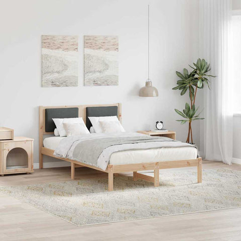 vidaXL Bed Frame with Headboard Dark Grey 120 x 190 cm Solid Pine Wood