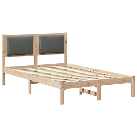 vidaXL Bed Frame with Headboard Dark Grey 120 x 190 cm Solid Pine Wood