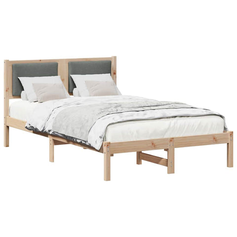 vidaXL Bed Frame with Headboard Dark Grey 120 x 190 cm Solid Pine Wood