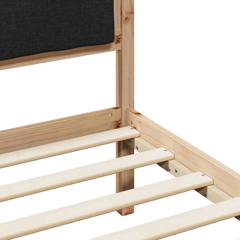 vidaXL Bed Frame with Headboard Black 120 x 190 cm Solid Pine Wood