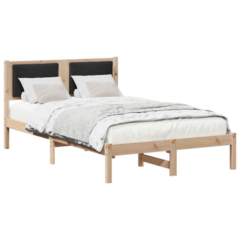 vidaXL Bed Frame with Headboard Black 120 x 190 cm Solid Pine Wood