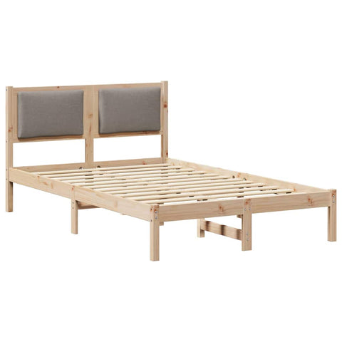 vidaXL Bed Frame with Headboard Taupe 120 x 190 cm Solid Pine Wood