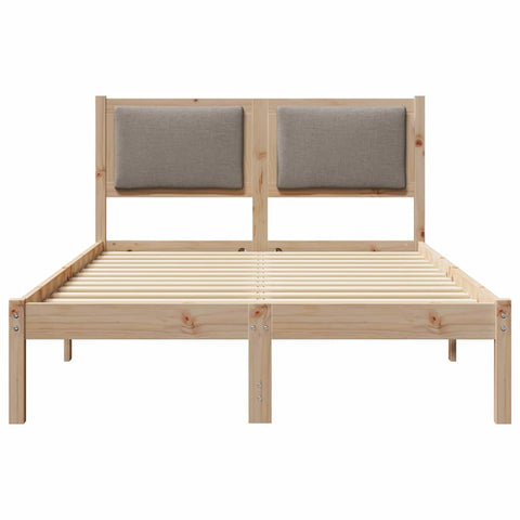 vidaXL Bed Frame with Headboard Taupe 120 x 190 cm Solid Pine Wood