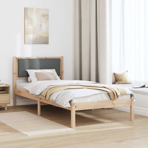 vidaXL Bed Frame with Headboard Dark Grey 100 x 200 cm Solid Pine Wood
