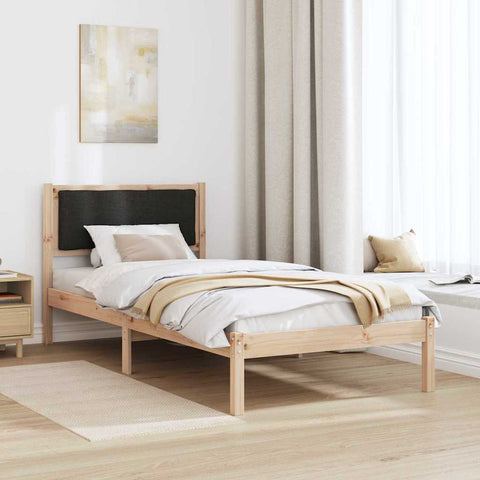 vidaXL Bed Frame with Headboard Black 100 x 200 cm Solid Pine Wood