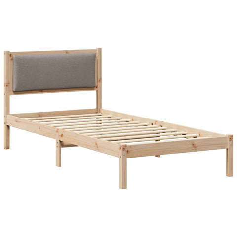 vidaXL Bed Frame with Headboard Taupe 100 x 200 cm Solid Pine Wood