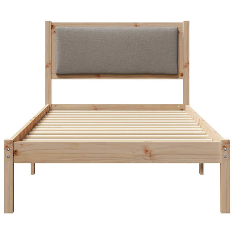 vidaXL Bed Frame with Headboard Taupe 100 x 200 cm Solid Pine Wood