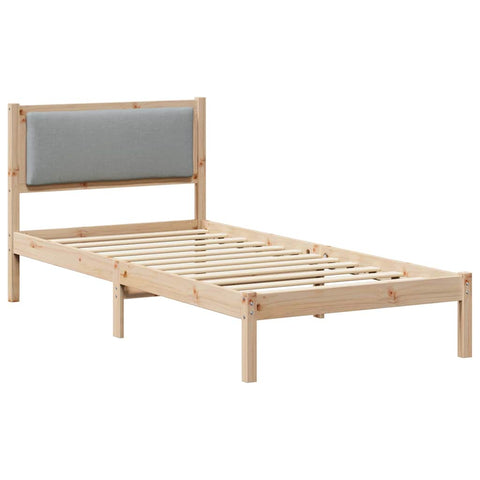 vidaXL Bed Frame with Headboard Light Grey 90 x 200 cm Solid Pine Wood