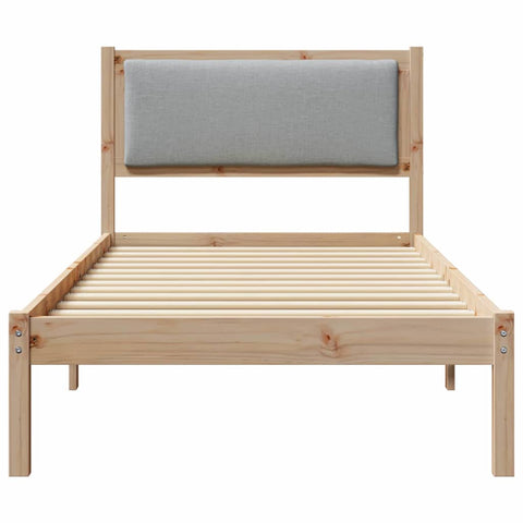 vidaXL Bed Frame with Headboard Light Grey 90 x 200 cm Solid Pine Wood
