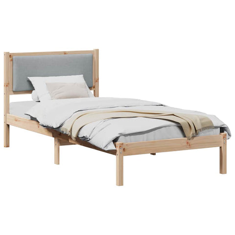 vidaXL Bed Frame with Headboard Light Grey 90 x 200 cm Solid Pine Wood