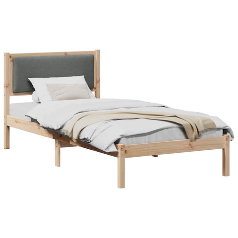 vidaXL Bed Frame with Headboard Dark Grey 90 x 200 cm Solid Pine Wood