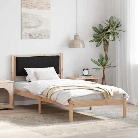 vidaXL Bed Frame with Headboard Black 90 x 200 cm Solid Pine Wood