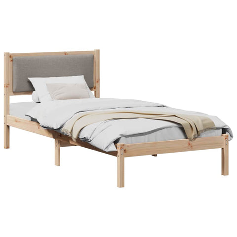 vidaXL Bed Frame with Headboard Taupe 90 x 200 cm Solid Pine Wood