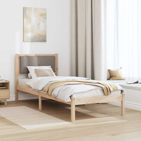 vidaXL Bed Frame with Headboard Taupe 80 x 200 cm Solid Pine Wood