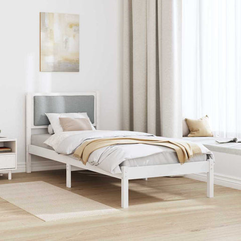 vidaXL Bed Frame with Headboard Light Grey 80 x 200 cm Solid Pine Wood