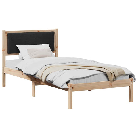 vidaXL Bed Frame with Headboard Black 90 x 190 cm Solid Pine Wood