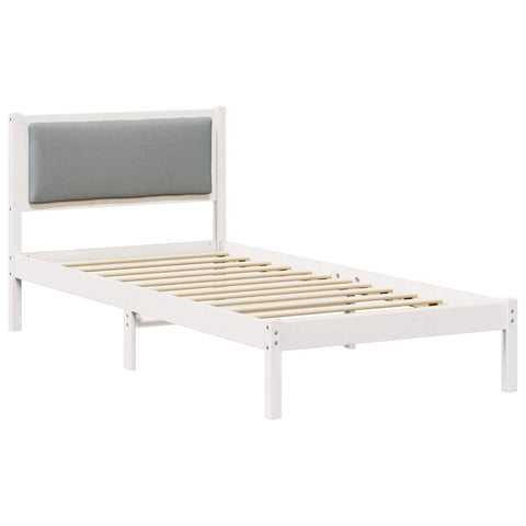 vidaXL Bed Frame with Headboard Light Grey 90 x 190 cm Solid Pine Wood