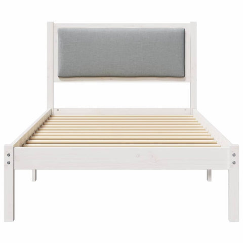 vidaXL Bed Frame with Headboard Light Grey 90 x 190 cm Solid Pine Wood