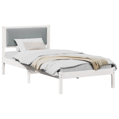 vidaXL Bed Frame with Headboard Light Grey 90 x 190 cm Solid Pine Wood