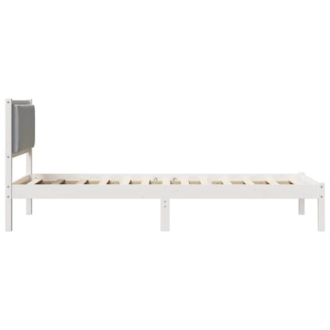 vidaXL Bed Frame with Headboard Light Grey 90 x 190 cm Solid Pine Wood