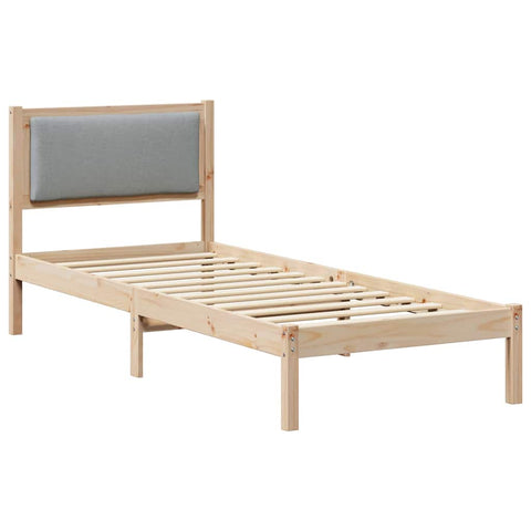vidaXL Bed Frame with Headboard Light Grey 80 x 190 cm Solid Pine Wood