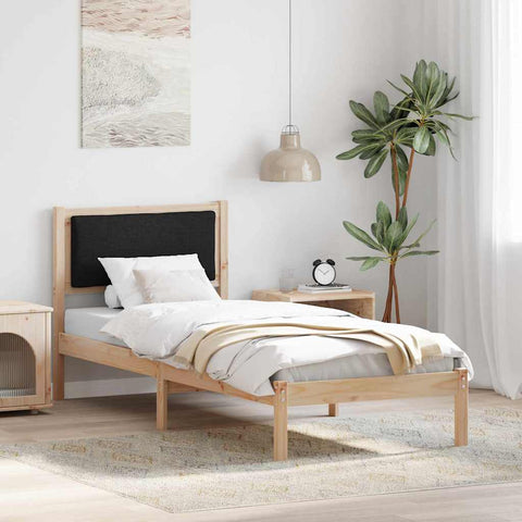 vidaXL Bed Frame with Headboard Black 80 x 190 cm Solid Pine Wood