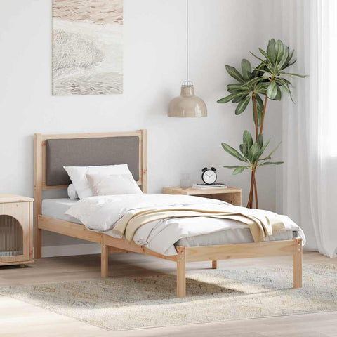 vidaXL Bed Frame with Headboard Taupe 80 x 190 cm Solid Pine Wood