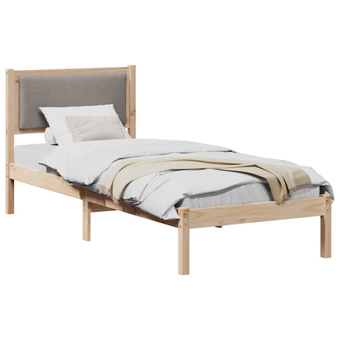 vidaXL Bed Frame with Headboard Taupe 80 x 190 cm Solid Pine Wood