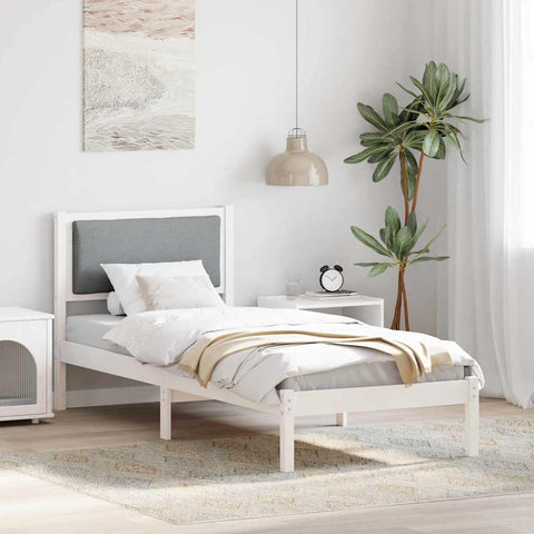 vidaXL Bed Frame with Headboard Light Grey 80 x 190 cm Solid Pine Wood