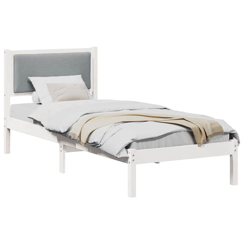 vidaXL Bed Frame with Headboard Light Grey 80 x 190 cm Solid Pine Wood