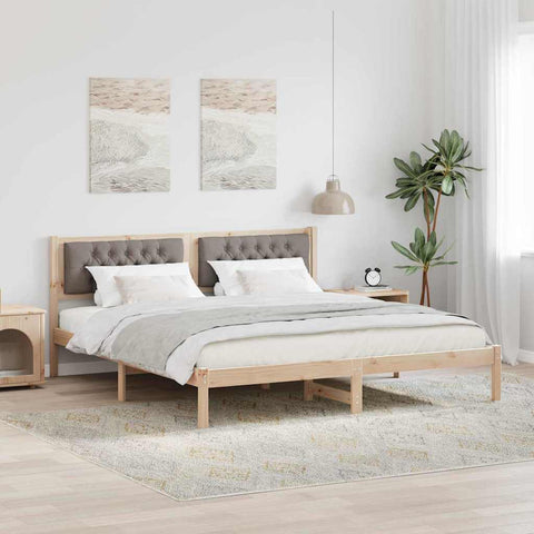 vidaXL Bed Frame with Headboard Taupe 160 x 200 cm Fabric