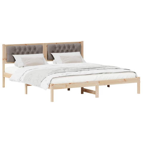 vidaXL Bed Frame with Headboard Taupe 160 x 200 cm Fabric