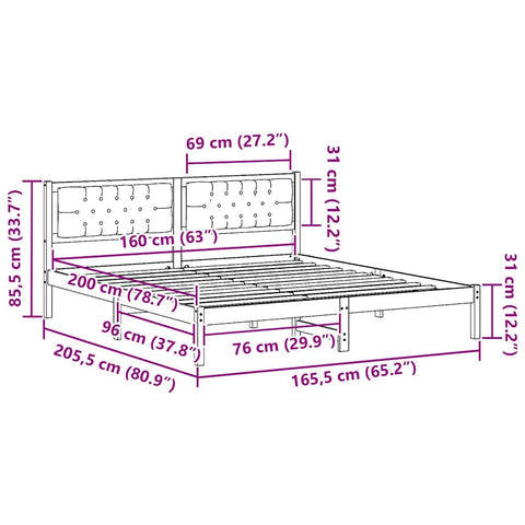 vidaXL Bed Frame with Headboard Taupe 160 x 200 cm Fabric