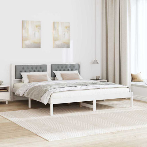 vidaXL Bed Frame with Headboard Light Grey 160 x 200 cm Fabric