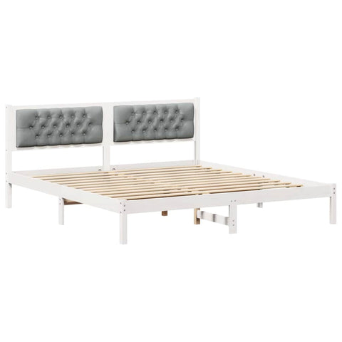 vidaXL Bed Frame with Headboard Light Grey 160 x 200 cm Fabric