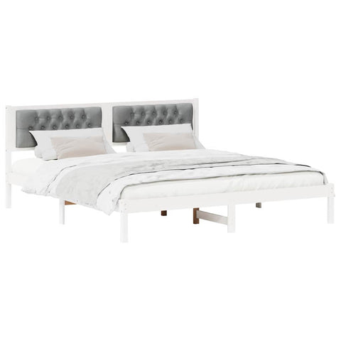 vidaXL Bed Frame with Headboard Light Grey 160 x 200 cm Fabric