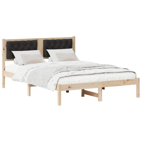 vidaXL Bed Frame with Headboard Black 140 x 200 cm Fabric