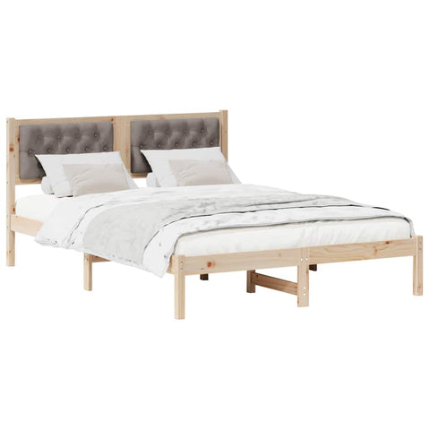 vidaXL Bed Frame with Headboard Taupe 140 x 200 cm Fabric
