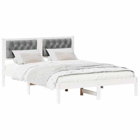 vidaXL Bed Frame with Headboard Light Grey 140 x 190 cm Fabric