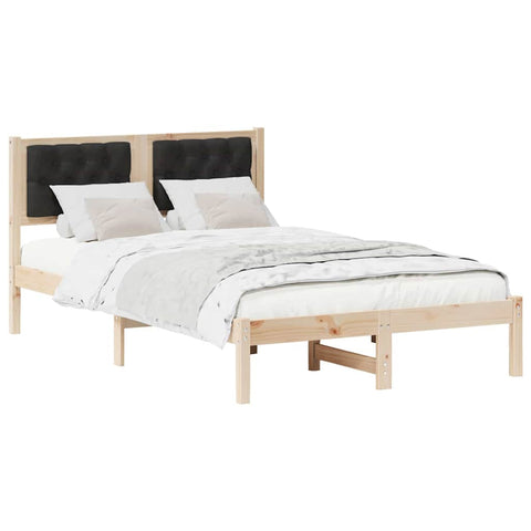 vidaXL Bed Frame with Headboard Black 135 x 190 cm Fabric