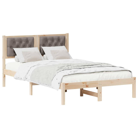vidaXL Bed Frame with Headboard Taupe 135 x 190 cm Fabric