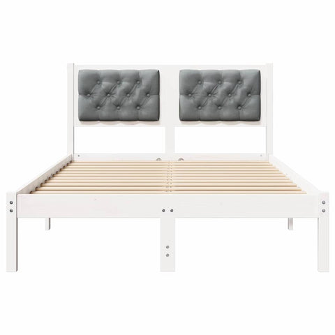 vidaXL Bed Frame with Headboard Light Grey 135 x 190 cm Fabric
