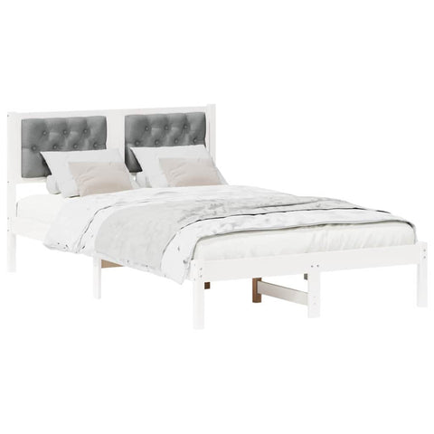 vidaXL Bed Frame with Headboard Light Grey 120 x 190 cm Fabric