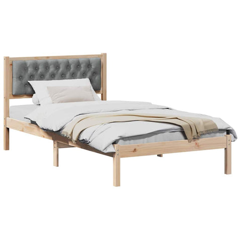 vidaXL Bed Frame with Headboard Light Grey 100 x 200 cm Fabric