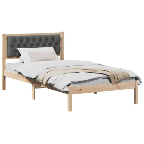 vidaXL Bed Frame with Headboard Dark Grey 100 x 200 cm Fabric